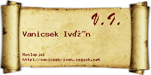 Vanicsek Iván névjegykártya
