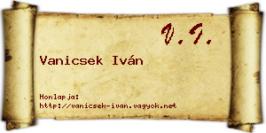 Vanicsek Iván névjegykártya